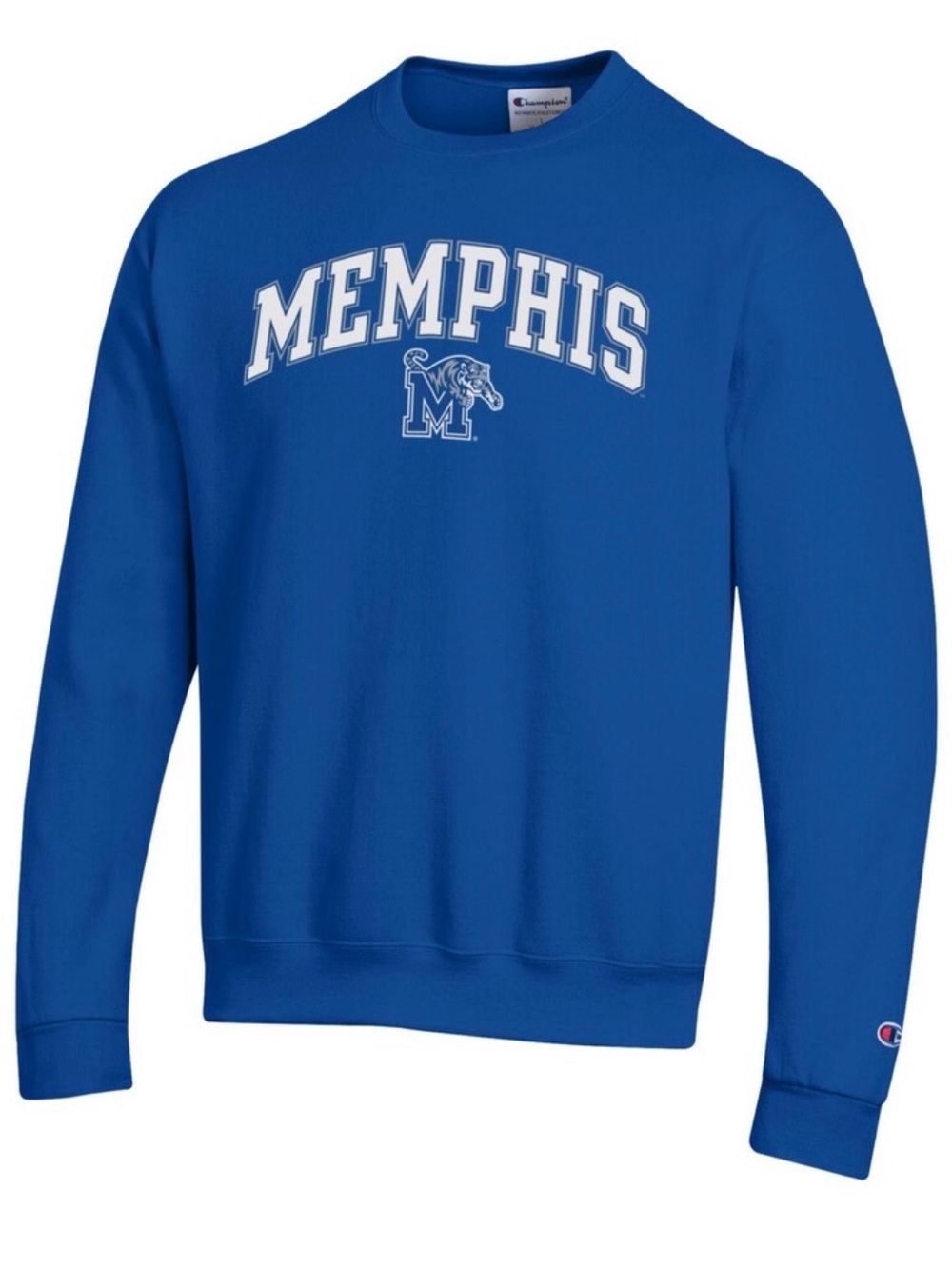 Men's-Champion  Royal Memphis Tigers Arch Over Logo Pullover Sweatshirt XL